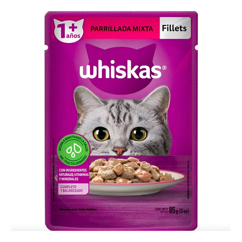Alimento Whiskas Fillets Parrillada Mixta 85gr (3 Sobres)