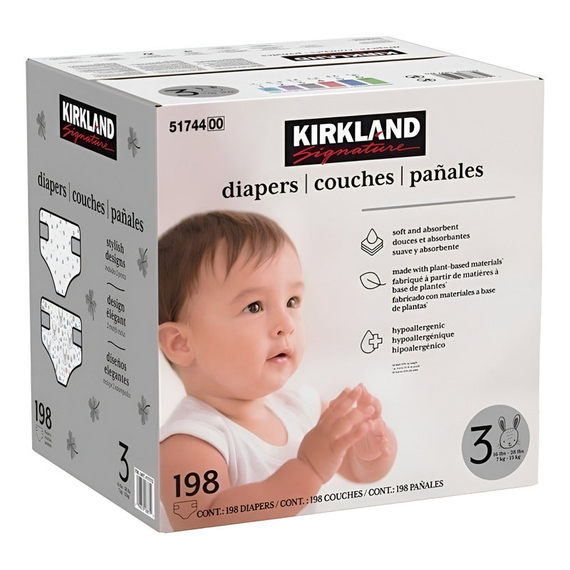 Pañales Unisex Etapa 3 Kirkland Signature 198 Piezas Etapa 3