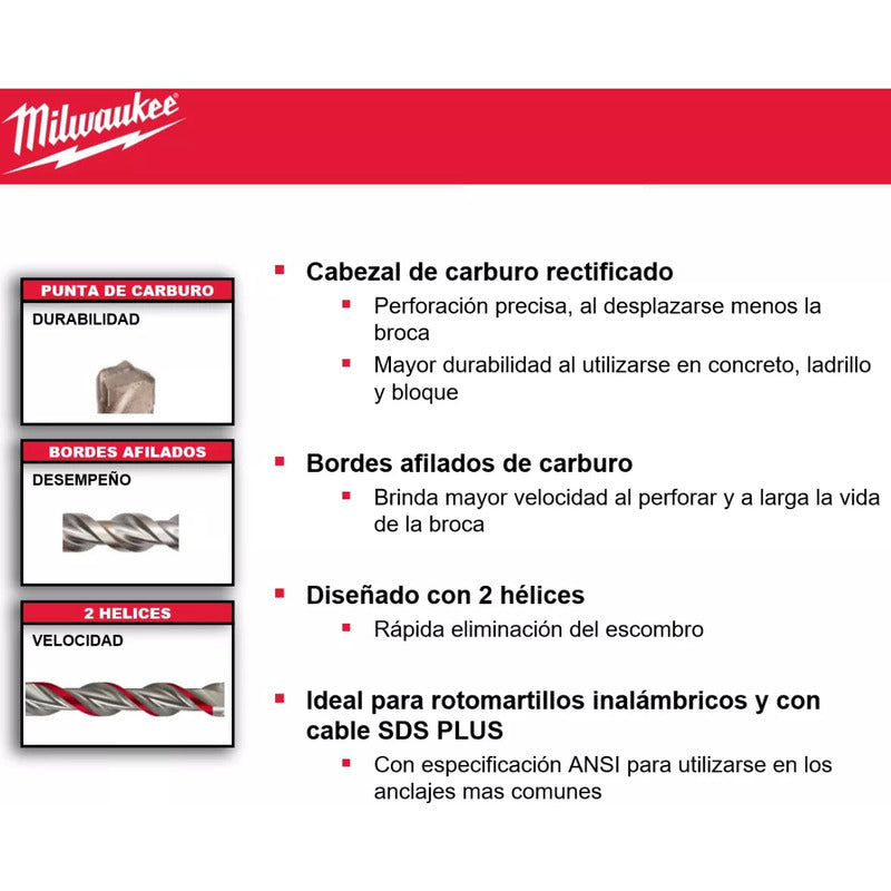 Broca Concreto Sds Plus 5/16x4x6 48-20-6041 Milwaukee