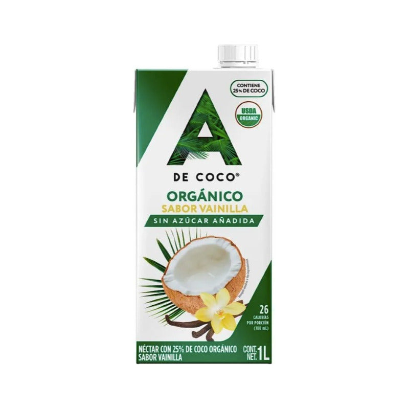 Bebida A De Coco Organico Sabor Coco Vainilla 3 Pz De 1 Ltro