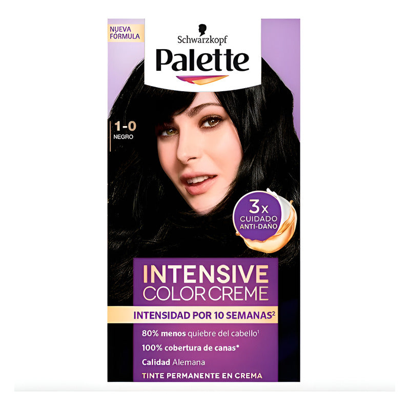 Tinte Para Cabello Palette 1-0 Negro 4 Piezas De 50ml 1-0 Negro
