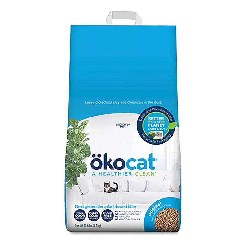 Arena Natural De Fibra De Madera Para Gatos Okocat 5.7kg