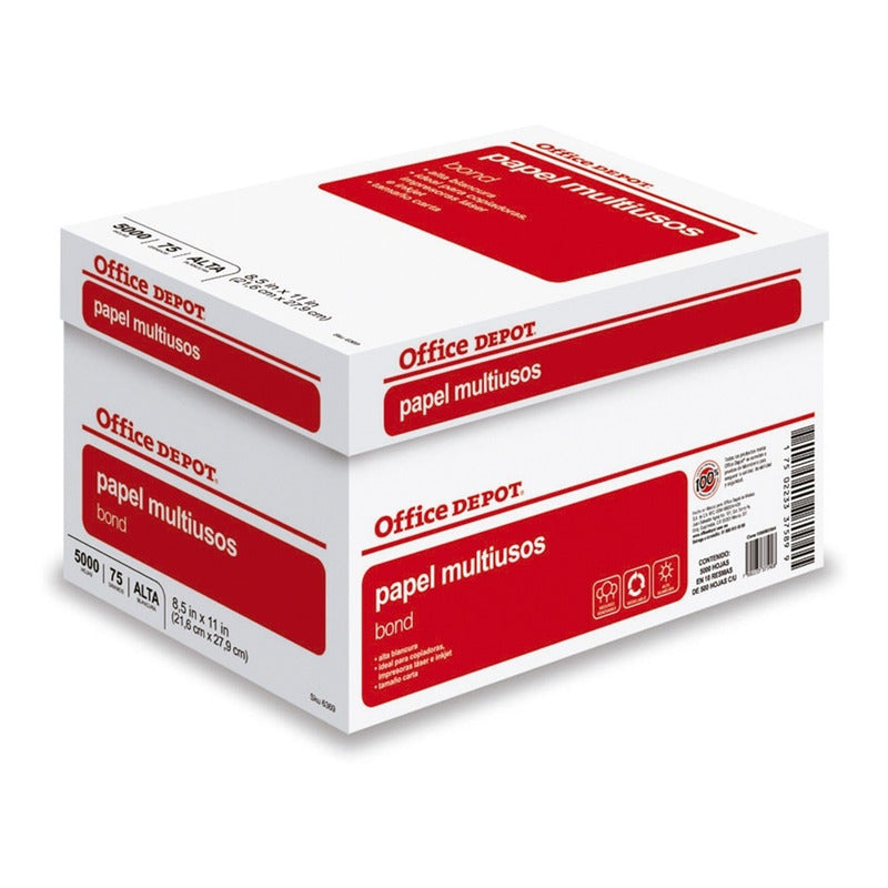 Caja De Papel Blanco / 10 Paquetes De 500 Hojas C/u Blanco