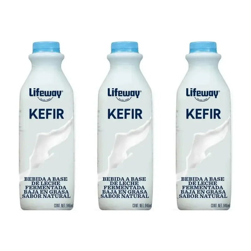 Bebida Lifeway Kefir Sabor Natural Baja Grasa 3 Pz De 946ml