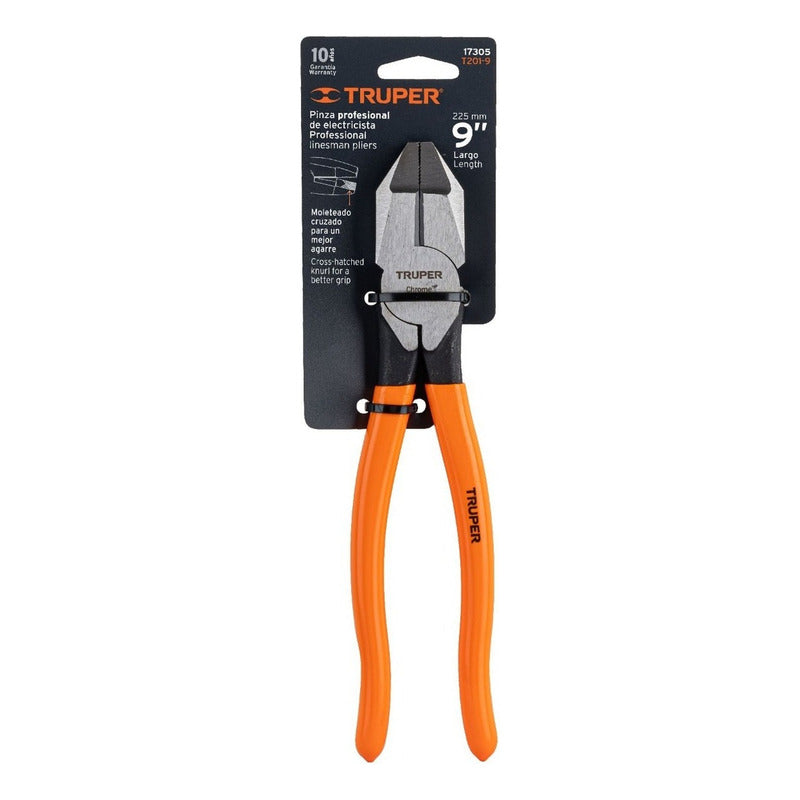 Pinza Profesional Electricista 9'', Mango Vinil Truper 17305