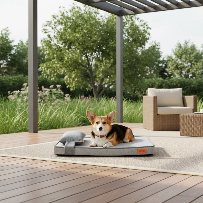 Cama Extendida Con Almohada Removible Para Perro, Chico Gris Rectangular