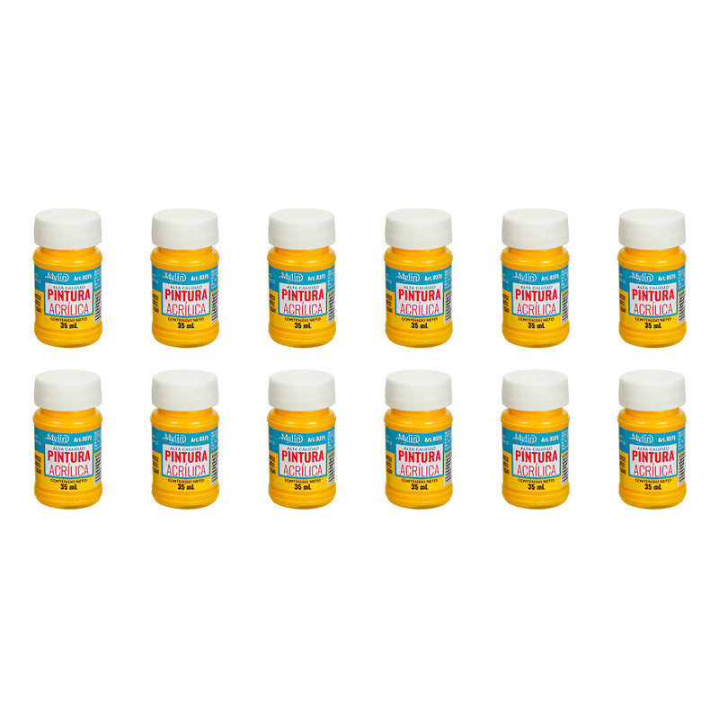 Pintura Acrílica Alta Calidad Color Mostaza 12 Pz De 35ml Mostaza
