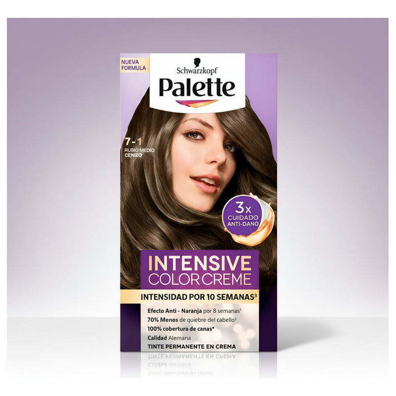 Tinte P/ Cabello Palette 7-1 Rubio Medio Cenizo 6 Pz De 50ml 7-1 Rubio Medio Cenizo