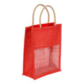 Bolsa De Yute Ventana Rojo 27.5x21x10cm Pack De 3