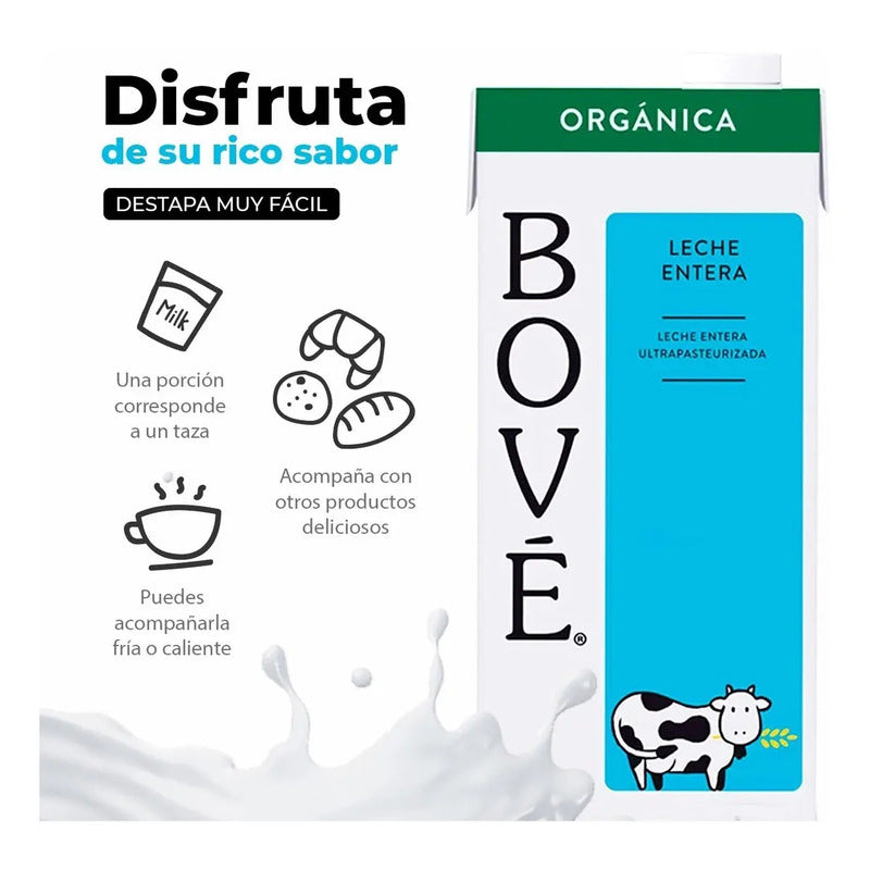 Leche Entera Orgánica Bové 6 Piezas De 1 L