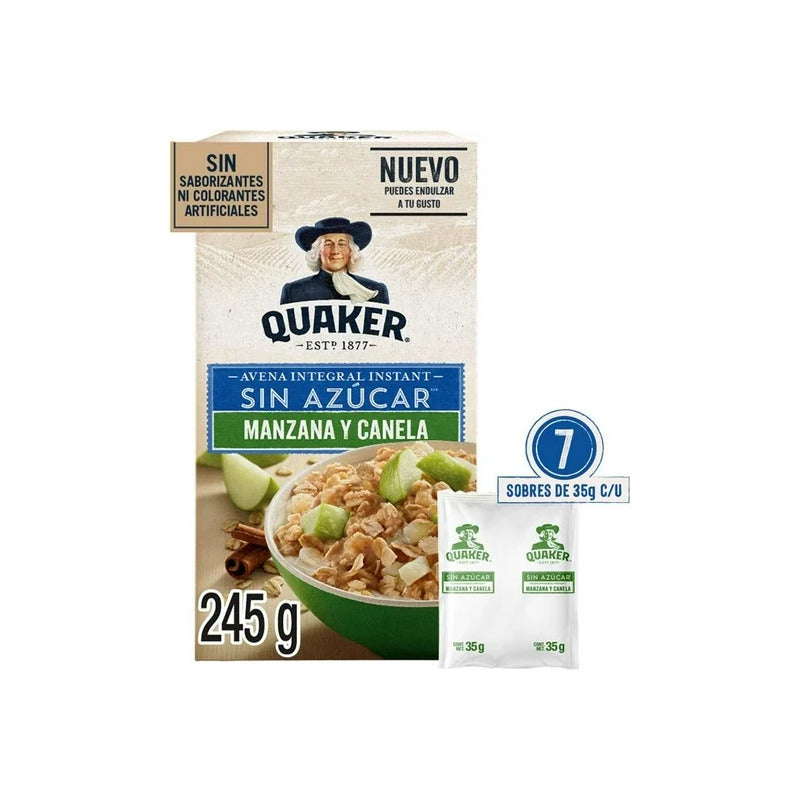 Avena Quaker Sabor Manzana Y Canela 245gr  (2cajas)