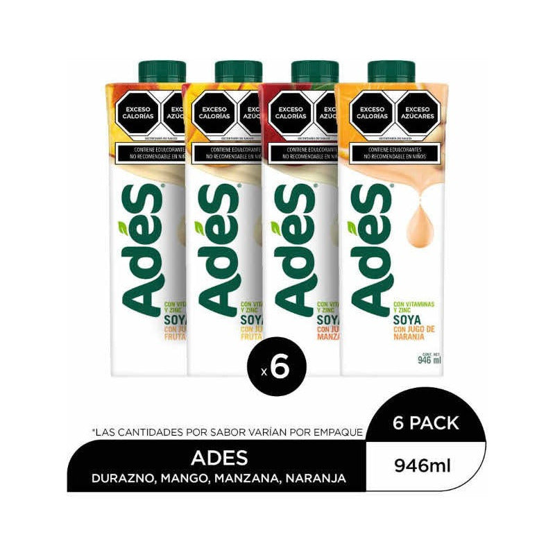 Bebida De Soya Ades 6 Pzas De 946 Ml