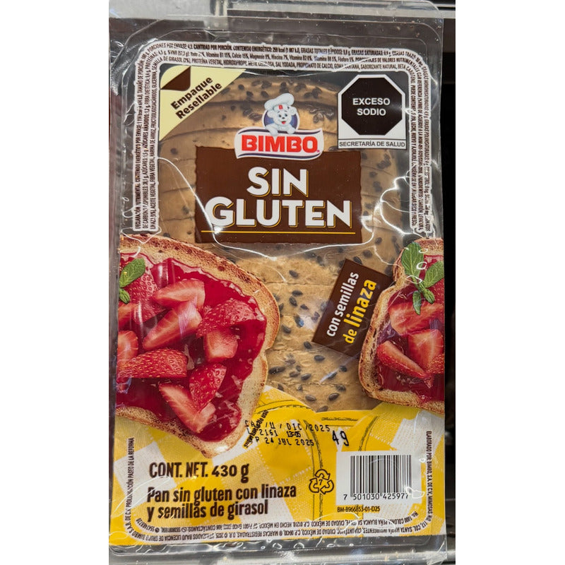 Pan Blanco Bimbo Chia Y Linaza Gluten Free 430g (2piezas)