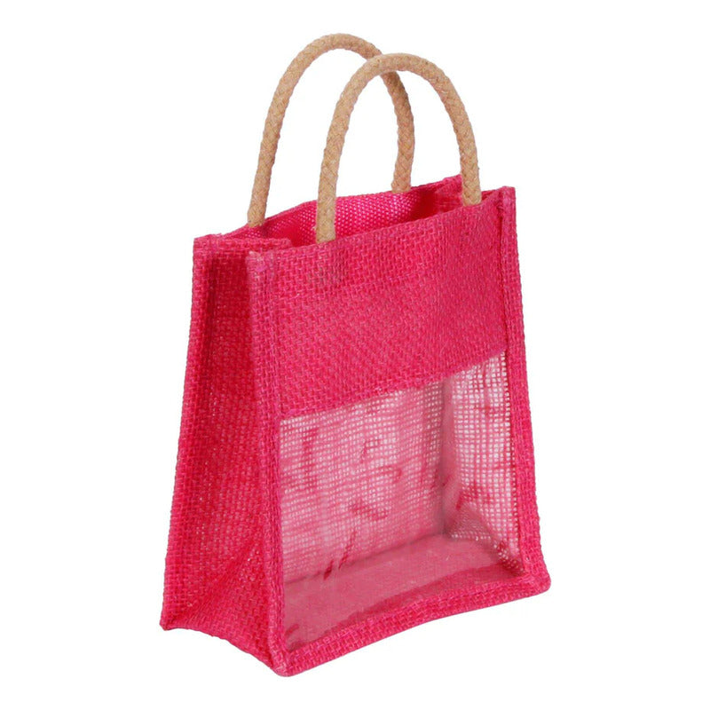 Bolsa De Yute Rosa Ventana 19x18x8cm (2piezas)