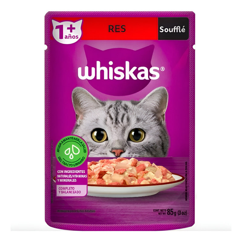 Alimento Gato Whiskas Soufflé Sabor Res 85gr (6 Sobres)