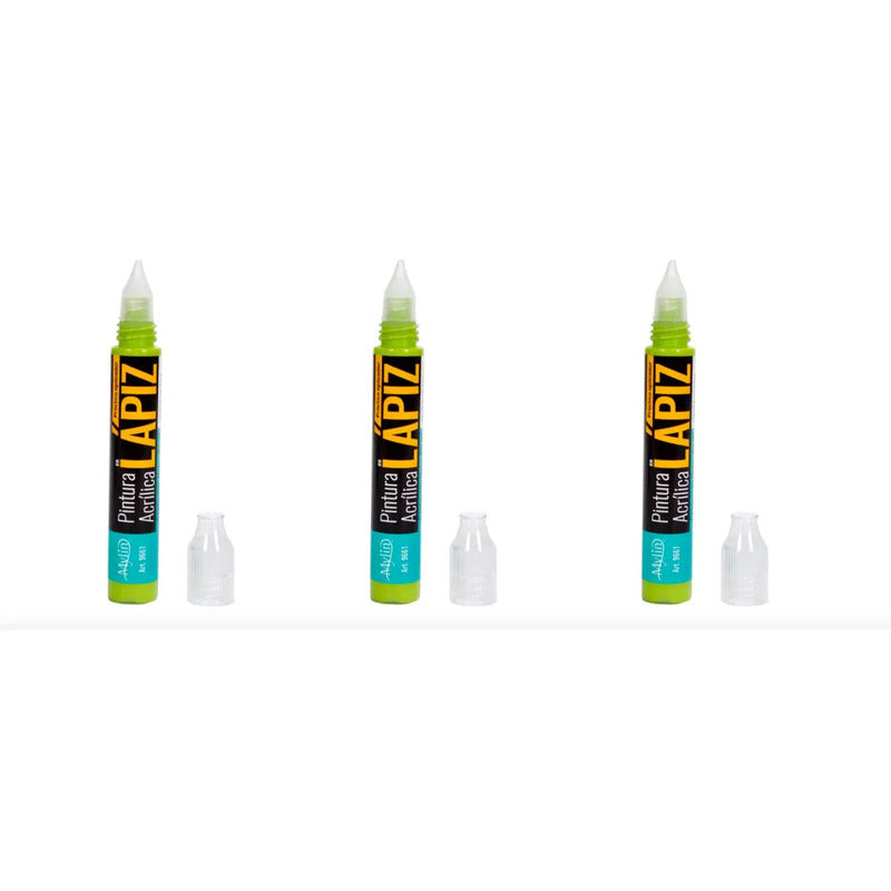 Pintura Acrílica En Lápiz Color Verde Lima 3 Piezas De 30ml Verde Lima