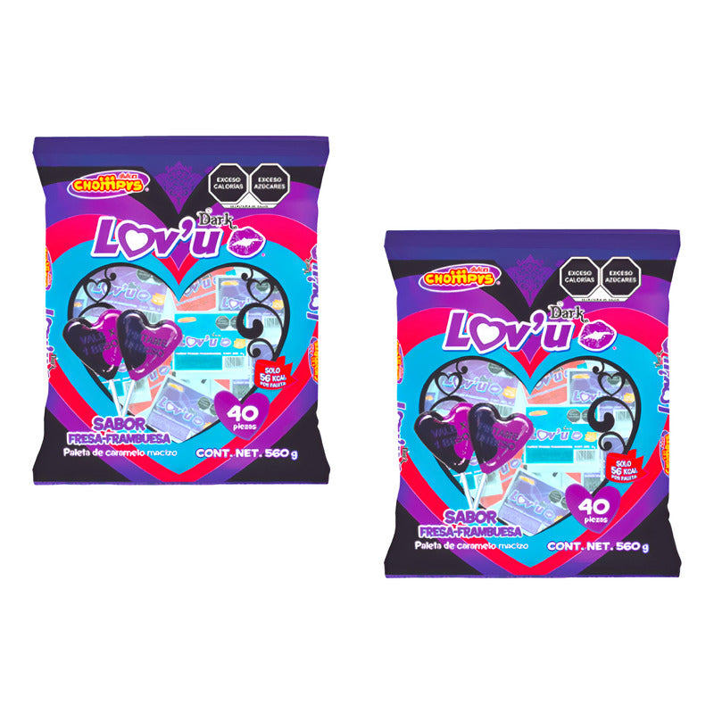 Paleta Lov'u Dark Sabor Fresa Y Frambuesa 40 Pz (2 Bolsas)