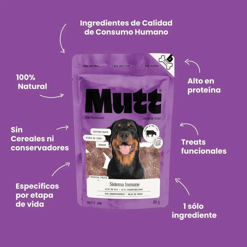 Premios Para Perros Mutt Pulmón De Res 80g Sistema Inmune