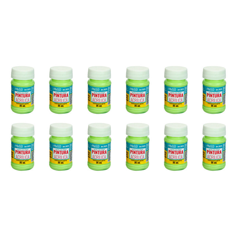 Pintura Acrílica Alta Calidad Color Pistache 12 Pz De 35ml Pistache
