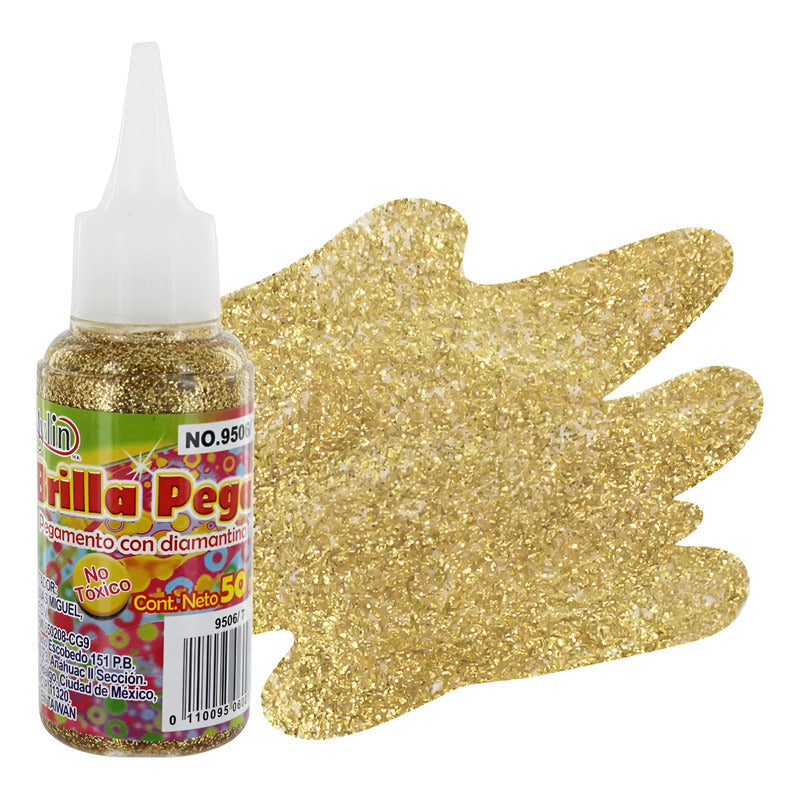 Pegamento Con Diamantina Oro 50ml 4pz Oro
