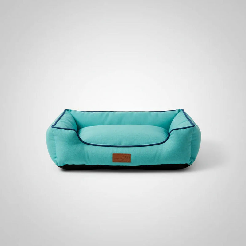 Cama Con Bordes Color Turquesa Para Perro, X-chico Turquesa Rectangular