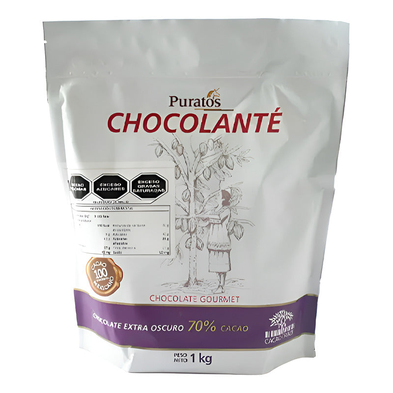 Puratos Chocolante Gotas Amargo 70% Cacao Bolsa 1kg Pack X2 Mexicano