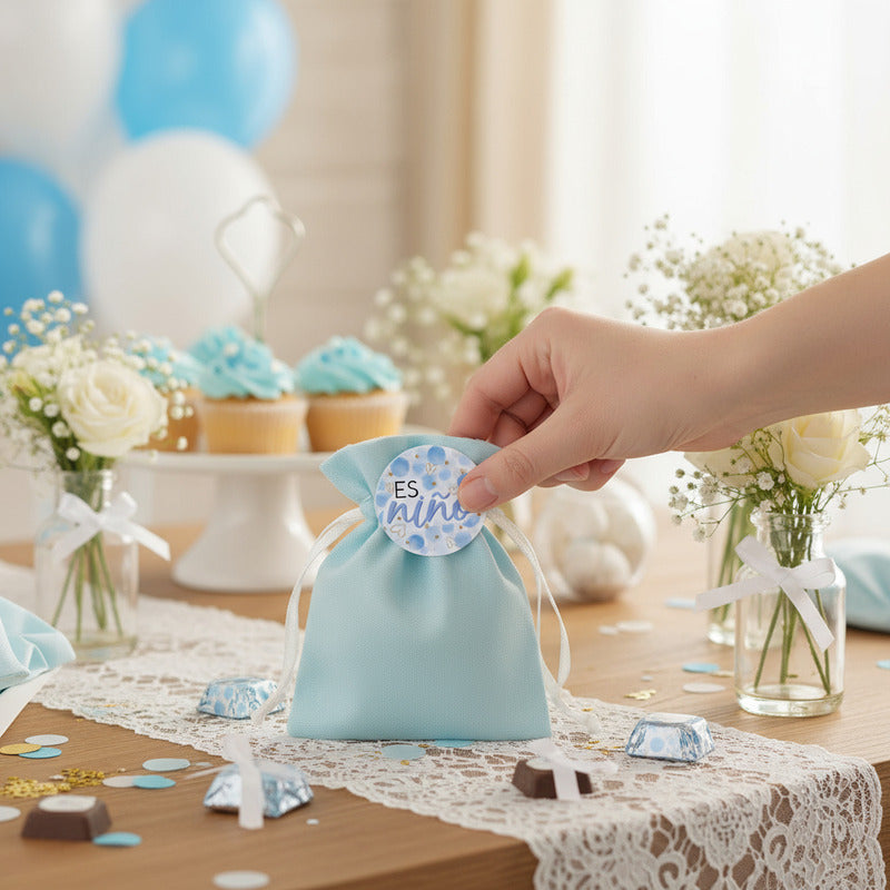 Tarjetas Para Baby Shower Es Niño De 3.5x3.5cm 72 Piezas Azul