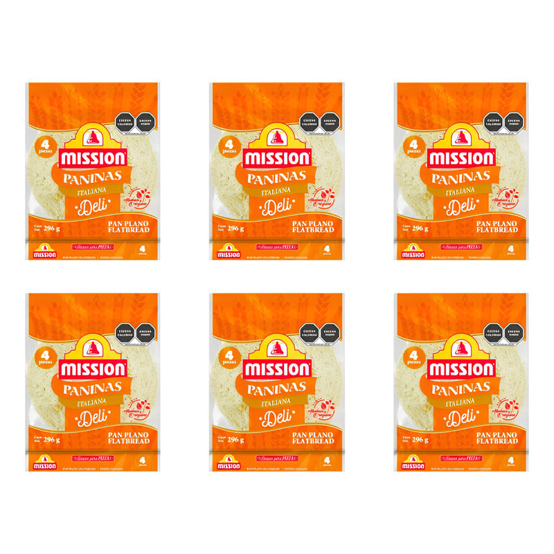 Pan Plano Paninas Italiana Deli Mission 6 Piezas De 296gr