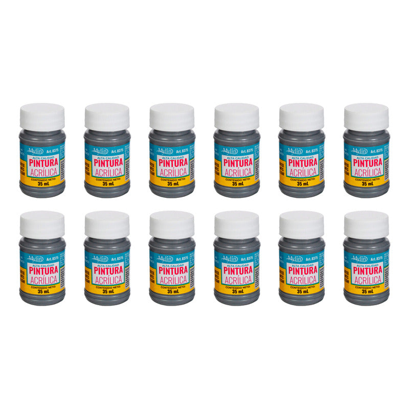 Pintura Acrílica Alta Calidad Color Gris Oxford 12pz De 35ml Gris Oxford