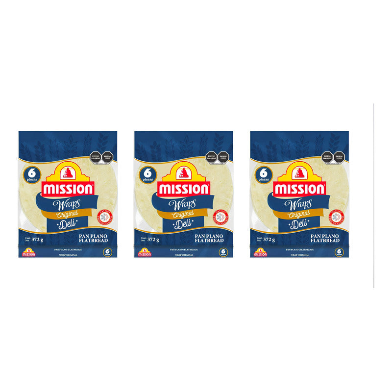 Tortilla Wraps Mission Pan Plano Original 3 Piezas De 372gr