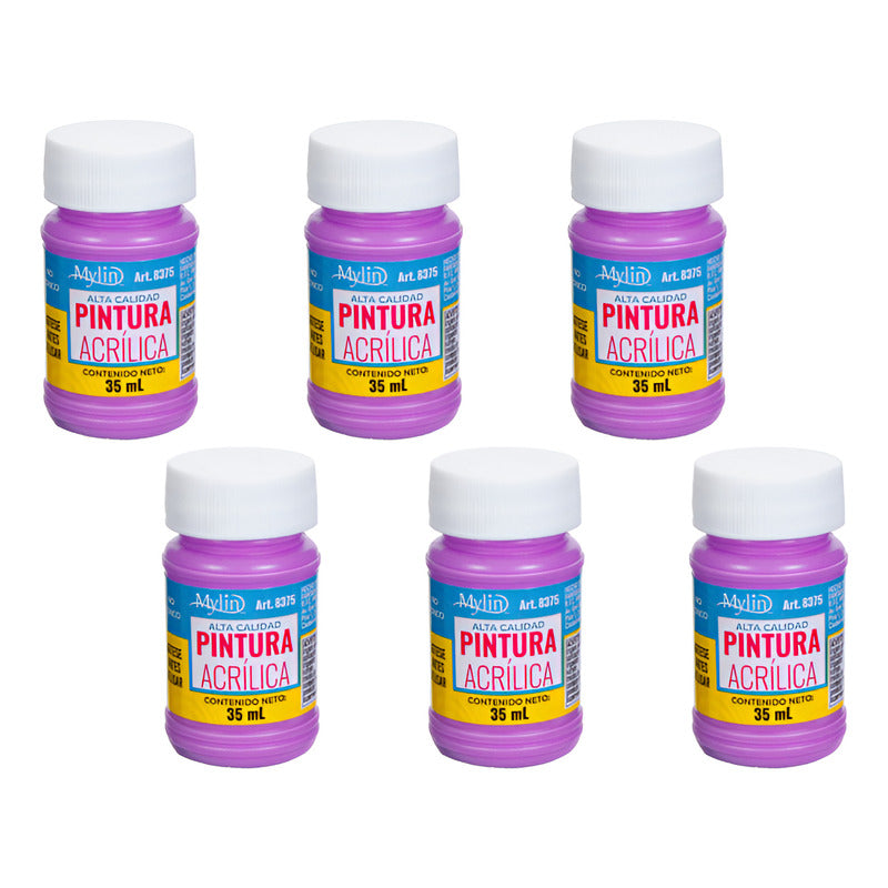 Pintura Acrílica Alta Calidad Color Violeta 6 Pz De 35ml Violeta