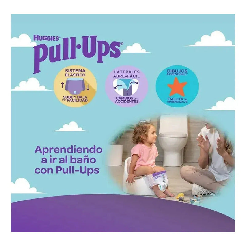 Calzón Entrenador Desechable Huggies Pull Ups Xl 60 Pzs Extra Grande (xg) Sin Género