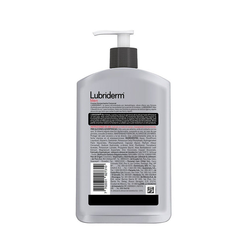 Crema Lubriderm Men Fragancia Ligera En Botella 400 ml
