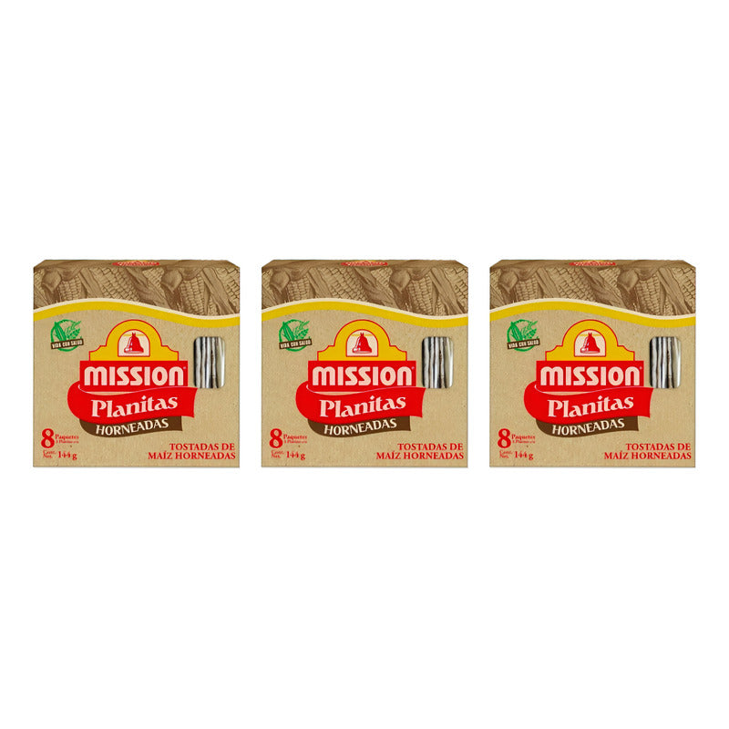 Tostadas Planitas Horneadas Mission 3 Piezas De 144gr