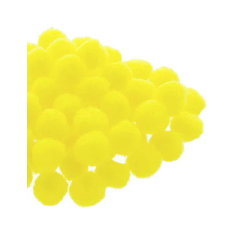 Mercería Pom Poms De 19mm Color Amarillo 3 Paq De 100pz