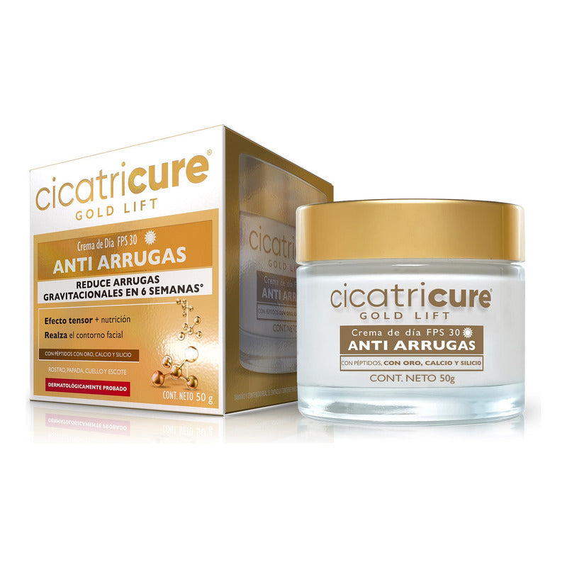 Cicatricure Gold Lift Crema De Día Antiarrugas Fps 30, Mejora Elasticidad Y Estimula Colágeno, Rostro Y Contorno, 50g Todo Tipo De Piel