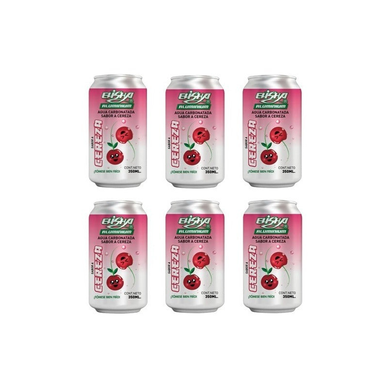 Agua Carbonatada Elisha Aluminium Sabor A Cereza 6pz