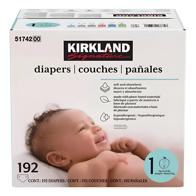 Pañales Unisex Etapa 1, Kirkland Signature, 192 Piezas Etapa 1 Sin Género