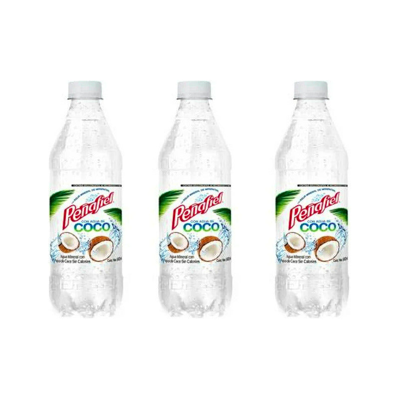 Agua Mineral Peñafiel Agua Sabor Coco 12 Piezas De 600ml