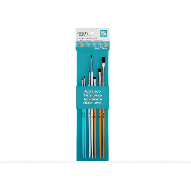 Set De Pinceles Pen+gear Mangos De Madera 7 Piezas Café