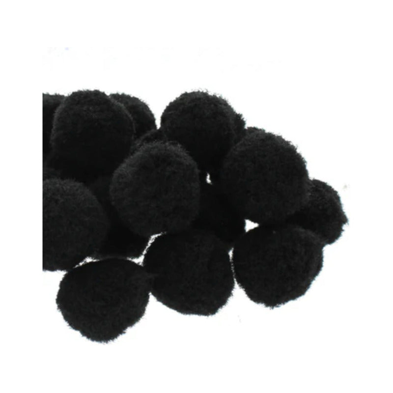 Mercería Pom Poms De 25mm Color Negro 2 Paquetes De 100pz