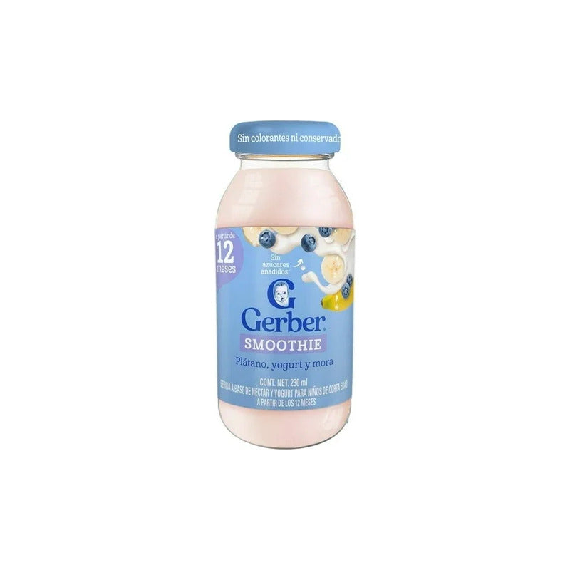 Gerber Bebida Smootie  Sabor Mora Plátano Frasco 230ml(3pz)