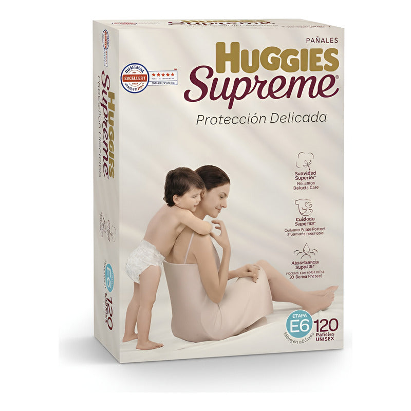 Pañales Para Niña Etapa 6, Huggies Supreme Platino Cr Sin Género