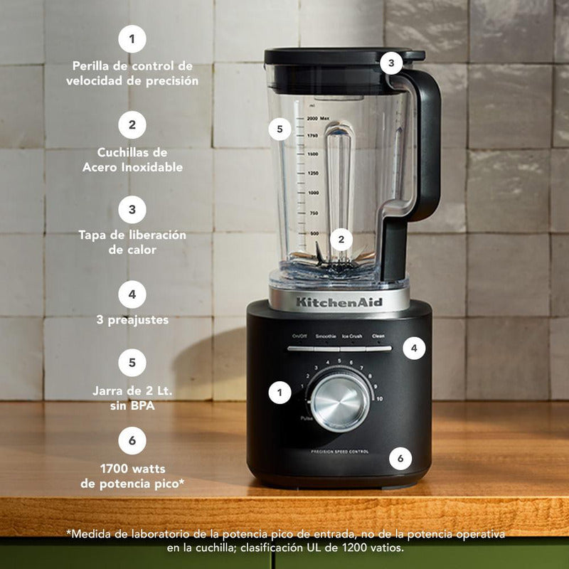 Licuadora Pure Power Kitchenaid 10 Velocidades Negro Mate