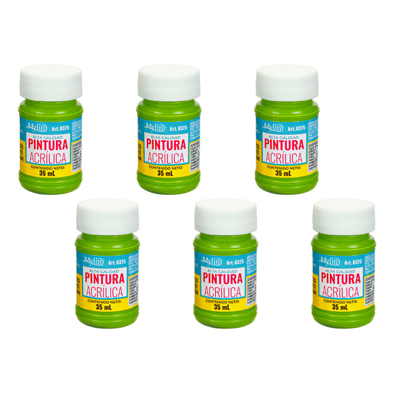 Pintura Acrílica Alta Calidad Color Aceituna 6 Pz De 35ml Verde Aceituna