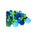 Pom Poms Tamaños Surtidos Color Azul Y Verde 6 Pzas Con 30gr