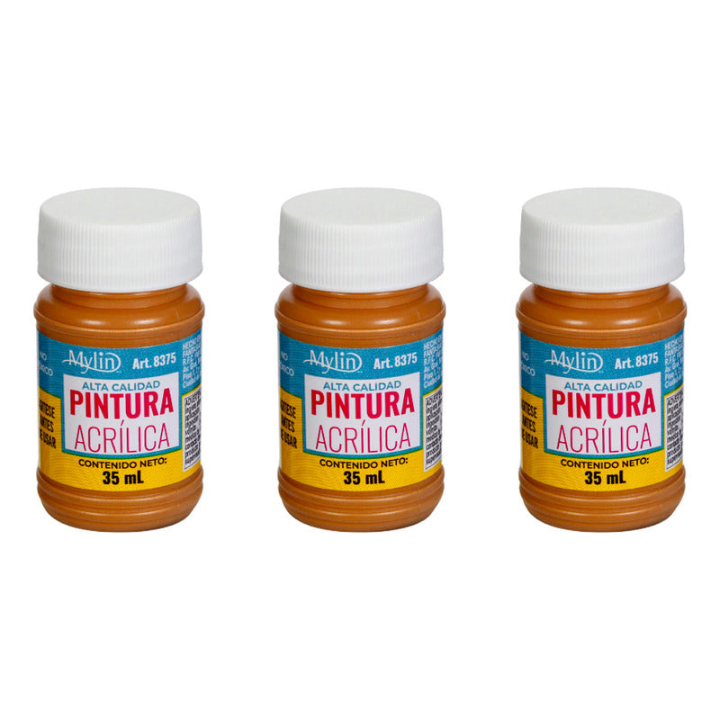 Pintura Acrílica Alta Calidad Color Capuchino 3 Pz De 35ml Capuchino