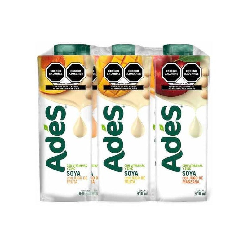 Bebida De Soya Ades De Sabores 12 Pzas De 946 Ml Ij