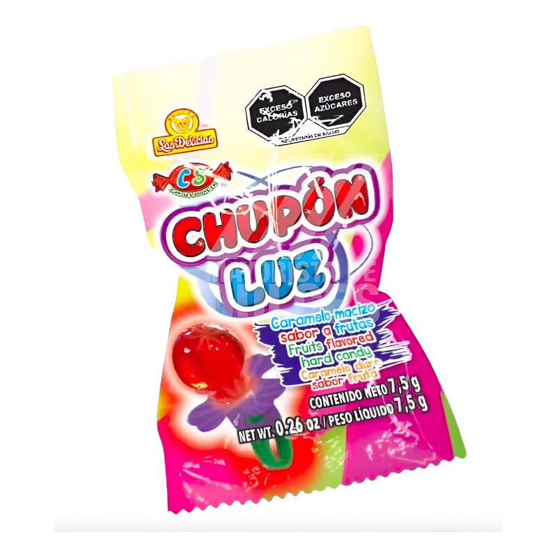 Caramelo Macizo Chupón Luz 6 Paquetes Con 24 Piezas