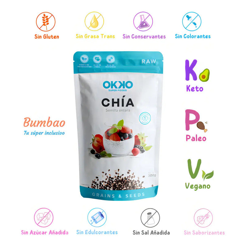 Semilla De Chia Entera Okko De 300 Gr